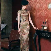 Long cheongsam summer 2021 young modified silk long dress Mulberry silk long fashion catwalk dress high-end female skirt