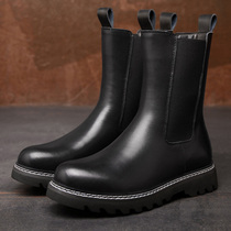 Tube boots hidden wedge tooling Chelsea long leather boots British High Martin boots men boots L