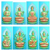 Computer carved wood carving fine carving figure relief jade carving grayscale figure flame Buddha light new eight patron saint JDPBMP