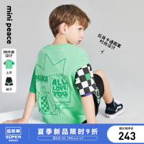 minipeace Taiping bird boy dress boy summer loaded short sleeve T-shirt shorts suit Chauer chessboard grid 2022 new