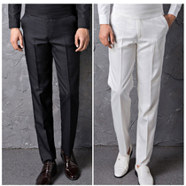 Mens dress suit black and white pants stage party performance big choir photo studio photo plus large size trousers men