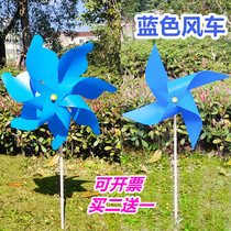 Windmill Blue Pure Color Outdoor Decoration Rotating Props Ornaments Photography Garden Childrens Garden Windmill
