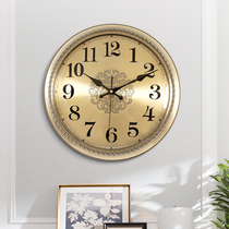 European metal wall clock living room home luxury American retro radio wave clock fashion atmospheric large simple wall watch
