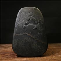 Old pit inkstone breeze Xulai natural original stone Gold Star gold halo eyebrow grain seed material Wen Fang four treasure practical collection inkstone