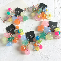 Korea Acrylic Candy-colored Jelly Love Little Flower Children's Rubber Band Head Rope Hair Ring Five-Piece Hair Accessories Headdresses