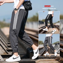 Spring and Autumn Mens Casual Pants Korean Fashion Summer Mens Casual Quick Dry Thin Pot Sports ankle-length pants