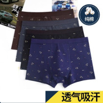 Mens underwear mens boxer cotton mens trousers head breathable boys four-corner leggings middle-aged mens underwear shorts