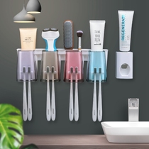 Toothbrush holder shelf Bathroom wall-mounted brushing cup combination set Punch-free mouthwash cup wall-mounted tooth cylinder