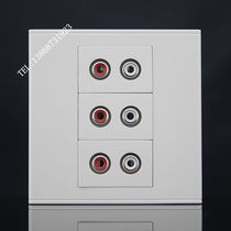 Type 86 three-position audio socket panel 3 welding-free wiring red and white double hole AV Lotus audio RCA wall socket