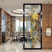 Art laminated glass screen partition entrance background abstract European American Mi Lu landscape painting Fortune tree transparent