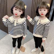Girls spring sweater set Spring and autumn fashionable childrens Korean version of foreign style childrens spring female baby net red two-piece set