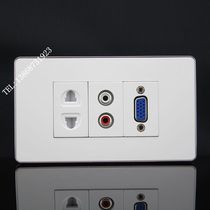 Silver edge 120 type two-hole power supply audio VGA soldering-free socket panel two-plug dual-hole audio VGA