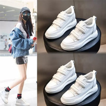 New leather womens single shoes deep mouth long short leg high and low shoes left and right foot complementary single increased invisible height custom