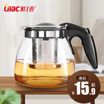 Lilac Teapot Heat-resistant glass filter Transparent flower and fruit teapot Tea bar Machine Teapot Glass kettle Tea set