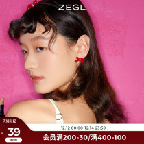 ZEGL Christmas retro bow earrings female Korean temperament Net red earrings ins Wind 925 silver needle autumn and winter earrings