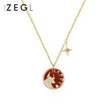  ZENGLIU designer 925 Sterling SILVER Year of Life Year of the Ox NECKLACE female simple round card PENDANT clavicle CHAIN sweater CHAIN