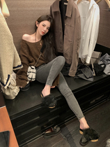 Qiu Ziyao in the spring of 2023 new natural waist retro - old dark - zipper pencil pants wear jeans tide in women