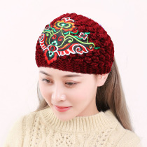 Original handmade wool hair band hat children ethnic style embroidery headgear Chinese style embroidery white hair headband headdress