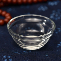 Dazang Zen Buddhist supplies White crystal glossy seven water supply bowls Eight glass holy water cups caliber 6cm