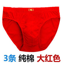 Three shots 3 life year tiger mens panties mens briefs head big red bottoms cotton knot