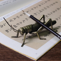 Copper alloy mantis pen holder pen holder pen holder pen holder pen pen holder brush calligraphy calligraphy room supplies