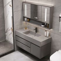 Light luxury bathroom cabinet combination modern simple one-body basin toilet washbasin wash basin wash table mirror cabinet set