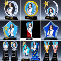 Crystal Trophy Custom Creative Outstanding Employee Photo Annual Meeting Awards High-End Atmospheric Metal Champion Trophy Custom Made