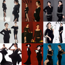Photo studio New pregnant woman private room photo Black thin high-Play Dress photo suit Personal Theme Photography dress
