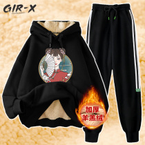 Plus velvet sports set women winter autumn and winter 2021 new winter thick casual fashion two-piece sweater small man