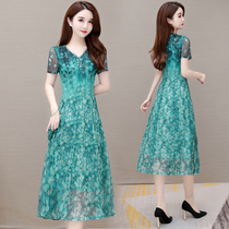 Chiffon big swing long dress this year popular 40 or 50 years old wear small chamomile dress 2021 summer new womens clothing