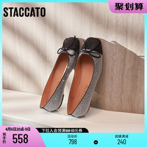 Thagatu new starry sky shoes fairy wind butterfly knot sweet and beautiful square head women flat bottom shoes single shoes 9UR17CQ1