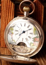 Defective special 8days silver stuffy 8 days color plate pocket watch (eight days)Antique watch family 501