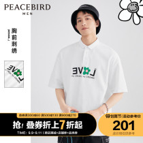 Taiping bird mens summer new port style wide version of the trend lapel T-shirt boys casual embroidery short sleeve polo shirt