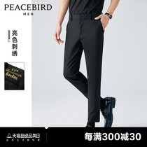 Taiping Bird Mens Summer Golden Embroidery Han Leisure Pants Men Black Business Clothes Mens West Pants