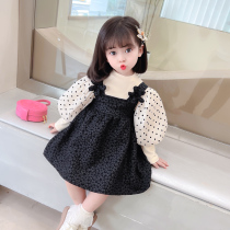 2022 Spring and Autumn New Baby Girl Childrens Dress Autumn Dress Fashion Fashion Strap Skirt Princess Skirt Two-Piece Set