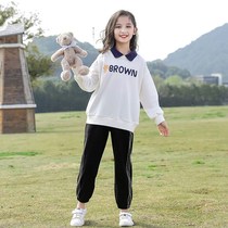 Childrens clothing girls sports set autumn clothing 2021 foreign style new medium children Spring and Autumn girls two-piece clothes