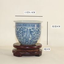 Jingdezhen antique porcelain imitation Guangxu annual hand-painted blue and white double joy small tank antique collection ornaments