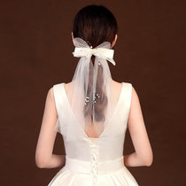 Beautiful gauze veil headwear Super Xiansen Net red photo props licensed bride Little Pearl short bow