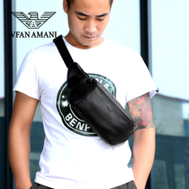 Vi Fang Armani Mens running bag Leather Multifunctional Mobile Phone Bag Cowhide Chest Mens Casual Shoulder Satchel