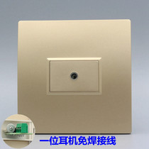 Champagne gold Type 86 one earphone audio socket gold welding-free 3 5mm single hole earphone microphone panel