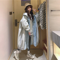 Cotton clothing 2021 new womens winter coat design sense stitching denim cotton clothes Korean loose long cotton padded jacket