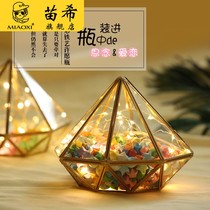 Wishing bottle starry sky luminous lucky stars Origami crane stacked five-pointed star Finished glass birthday gift to men and women friends
