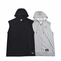 Zip sleeveless hoodie basketball hooded wide-shouldered vest mens sports street trend loose quick-drying fitness Terry