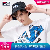 FILA FUSION FILA tide brand couple round hat 2021 spring and summer new fashion printed lanyard fisherman hat