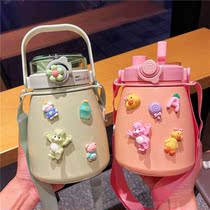 Korea Great Insulation Cup Large Capacity Girl Travel Big Belly Insulated Pot Portable Student Childrens Water Cup