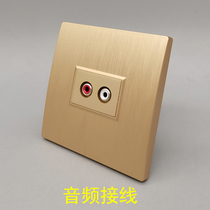 Brushed gold 86 type dual audio welding-free 86 type AV module double one-digit Lotus multimedia panel wall