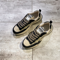 Aguang waffle shoes women 2021 new autumn and winter thick-soled ins Tide Super Fire Sports Leisure duckbill daddy shoes leather leather