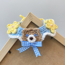 Cat and dog knitted scarf pet collar bib puppet blue and white beauty short English Teddy Bears cute jewelry