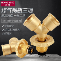 Gas tank three-way valve one-point two-way liquefied gas stove gas cylinder connection port switch valve shunt joint