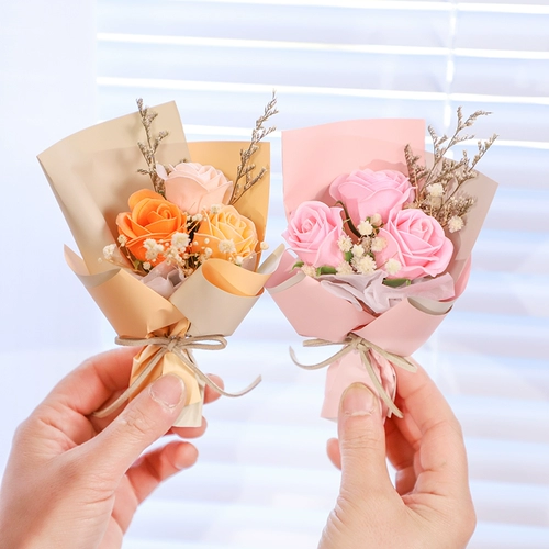 Маленькое мыло с розой в составе в форме цветка, подарочная коробка, свежее украшение для ногтей на день матери